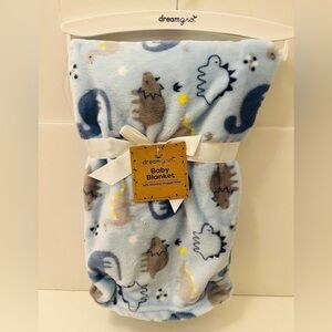 Dreamgro Light Blue Baby Blanket Various Dinosaurs 30" x 36"